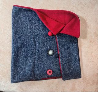 Cuello bufanda reversible gris y rojo