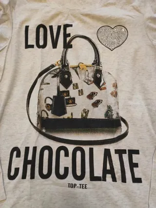 Camiseta Gris Manga Larga Love Chocolate