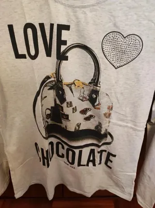 Camiseta Gris Manga Larga Love Chocolate