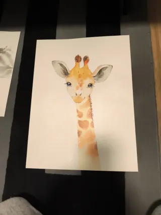 Láminas cuadro infantil animales acuarela