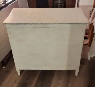 Cómoda 3 cajones madera roja y blanca