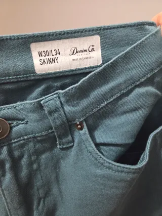 Pantalón Skinny Denim Co. Talla S Verde Azul