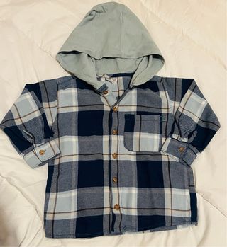 Camisa de niño con capucha a cuadros 98cm 2-3 años
