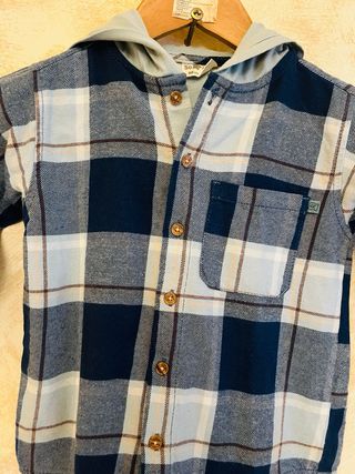 Camisa de niño con capucha a cuadros 98cm 2-3 años