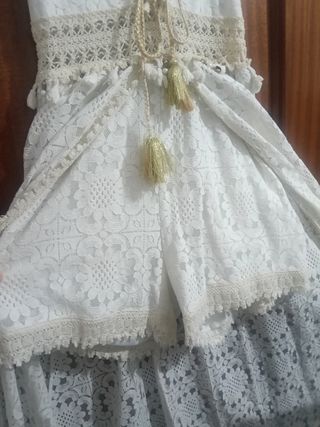 Vestido de encaje playero beige/blanco