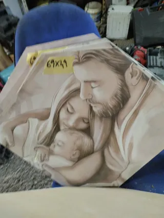 Quadro Sacra Famiglia 69x49 cm Vetro