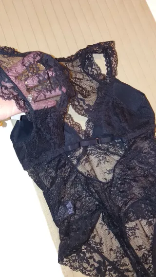 Body de encaje H&M Negro Talla Única Nuevo