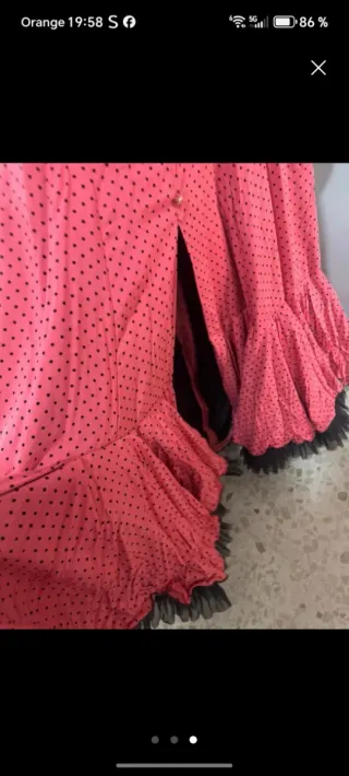 Dos faldas flamenca lunares rosa y negro,