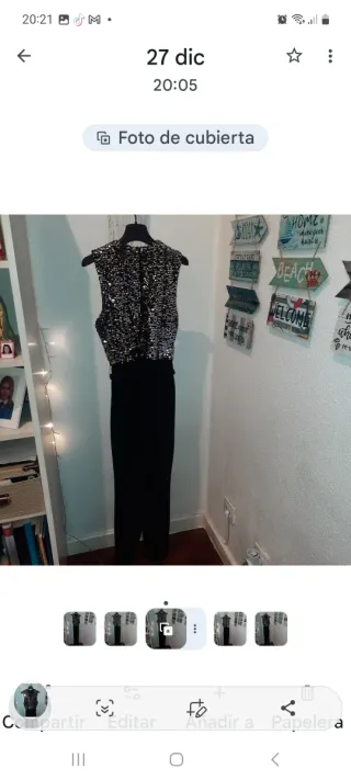 Mono Zara lentejuelas plata y negro