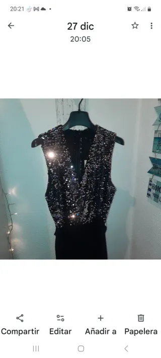 Mono Zara lentejuelas plata y negro