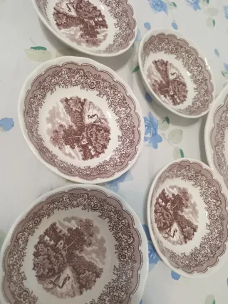 Set 5 ciotole porcellana motivo paesaggio