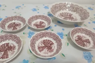 Set 5 ciotole porcellana motivo paesaggio