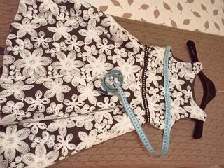 Vestido fiesta niña flores blanco y negro