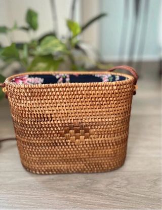 Bolso vintage tejido floral