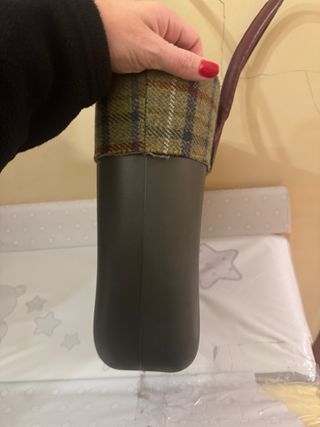 Borsa O bag verde oliva con inserto scozzese