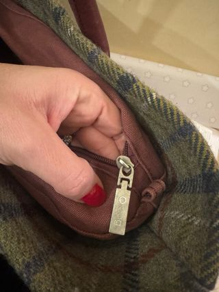 Borsa O bag verde oliva con inserto scozzese