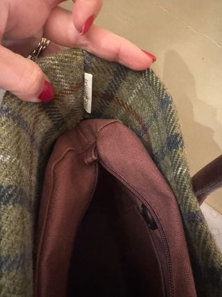 Borsa O bag verde oliva con inserto scozzese