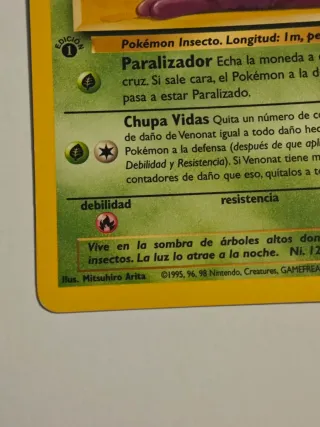 Carta TCG Pokémon Venonat Edición 1