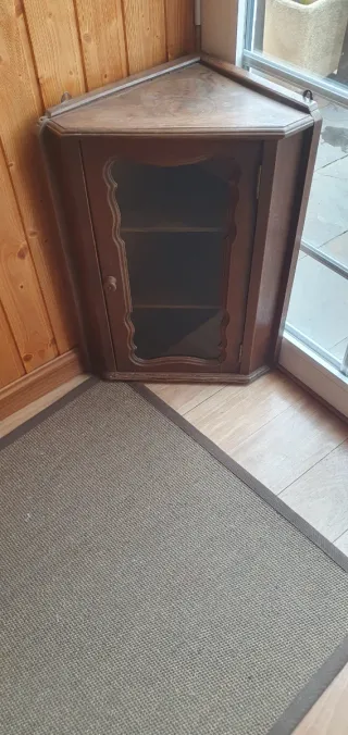 Mueble Esquinero Rústico Madera Cristal