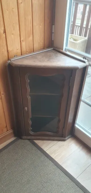 Mueble Esquinero Rústico Madera Cristal