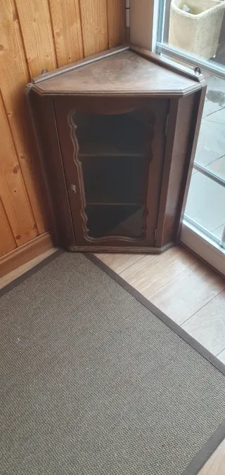 Mueble Esquinero Rústico Madera Cristal