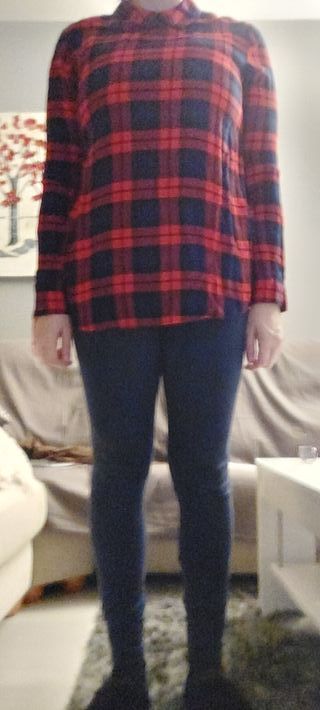 Camisa cuadros roja y azul marino