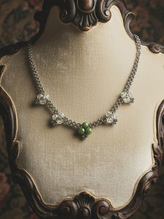 Collana Choker Fatta a Mano con Gemme Giada Verde