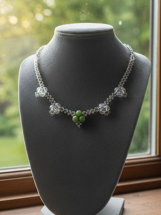 Collana Choker Fatta a Mano con Gemme Giada Verde
