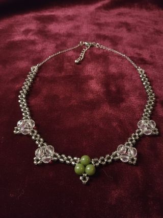 Collana Choker Fatta a Mano con Gemme Giada Verde