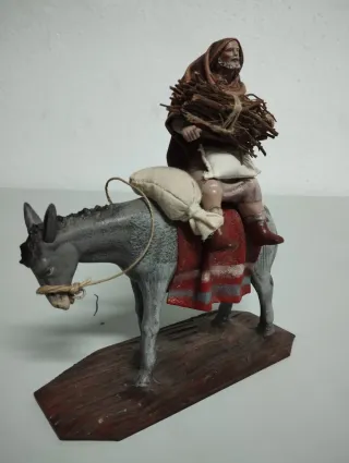 Figura Belén: Hombre con burro y leña