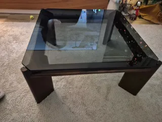 Mesa de centro madera y cristal vintage