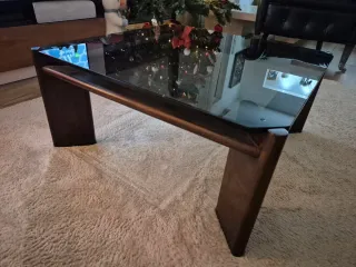 Mesa de centro madera y cristal vintage