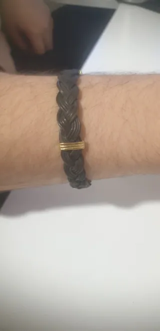 Pulsera Piel y Oro 18k Hombre
