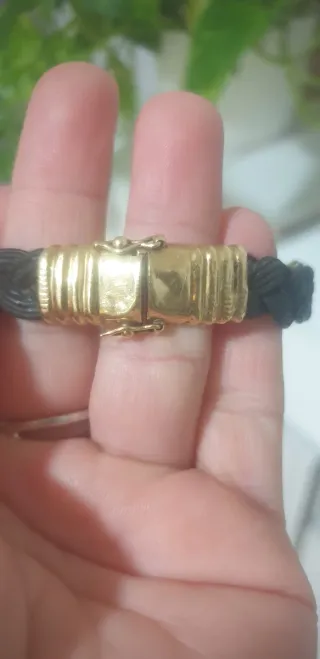 Pulsera Piel y Oro 18k Hombre