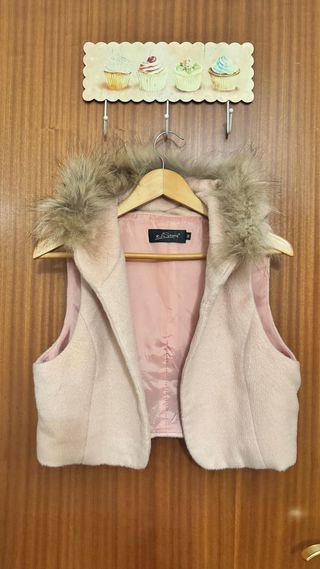 Abrigo 2 en 1 rosa palo con capucha y pelo