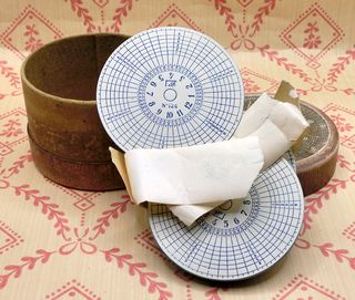 ANTIGUOS DISCOS DE PAPEL PARA RELOJ DE FICHAR CAJA