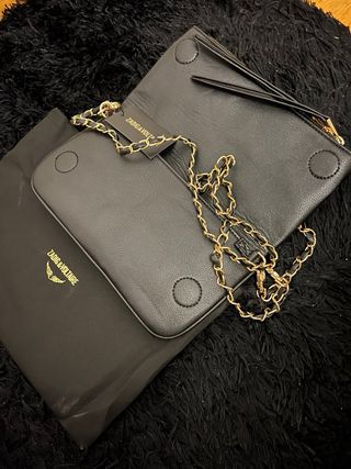 Bolsa Zadig & Voltaire preta com detalhes dourados