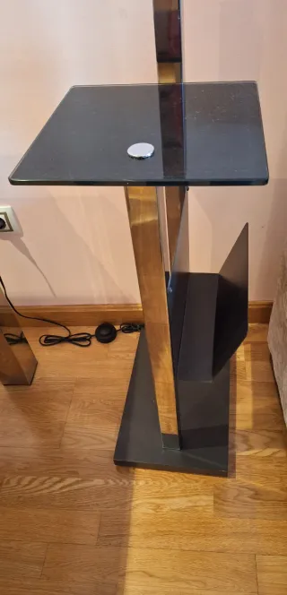 Lámpara Pie con Revistero Negro/Plateado