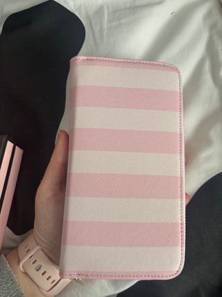 Victoria's Secret Tarjetero Monedero Rayas Rosa.