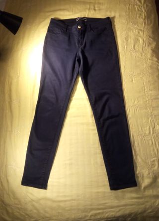 Pantalones Massimo Dutti Mujer Azules Algodón
