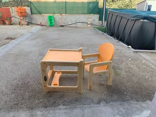 Mesa y Silla Infantil Plástico Naranja
