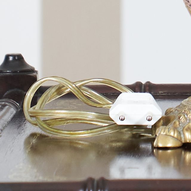 Pareja Lámparas Opalina Rosa y Bronce