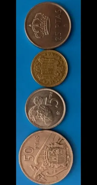 Colección de 4 monedas antiguas españolas