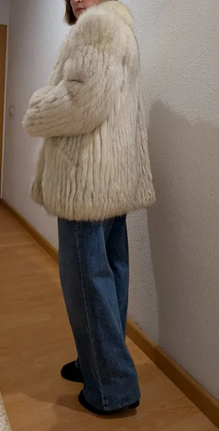Abrigo Piel Zorro Ártico Beige/Blanco