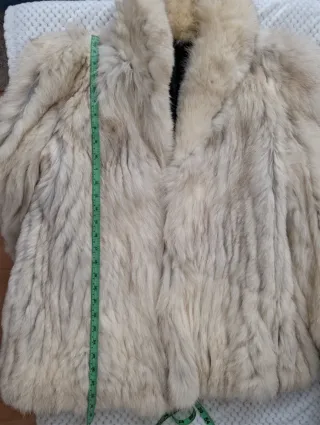 Abrigo Piel Zorro Ártico Beige/Blanco Talla M/L