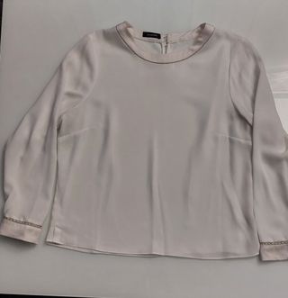 Top blanco manga larga fluido