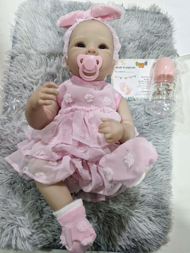 Muñeca bebé realista vinilo rosa