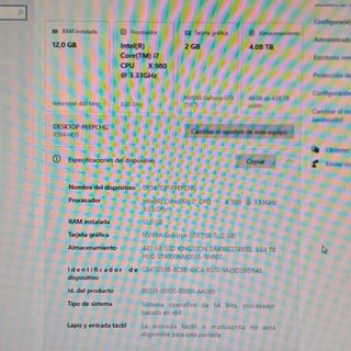 Torre PC Intel i7 / 12GB / 500GB SSD + 4TB HDD