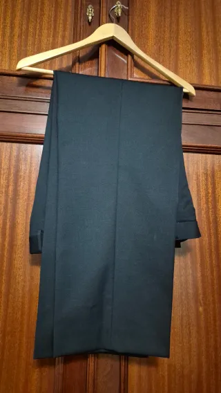 Traje cruzado italiano caballero negro de lana