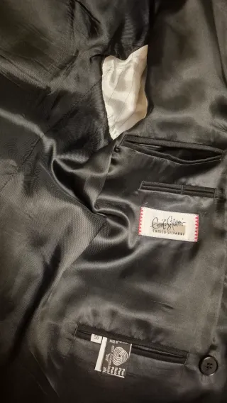 Traje cruzado italiano caballero negro de lana